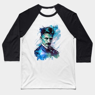 NIKOLA TESLA WATER COLOR PORTRAIT Baseball T-Shirt